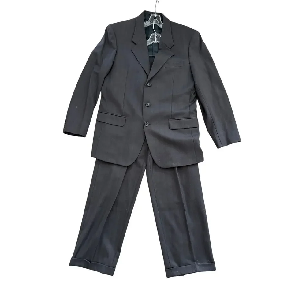 Vintage Mario Barutti Mens Suit Charcoal Gray Two Piece